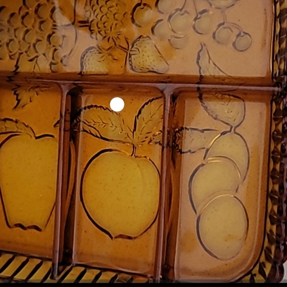 INDIANA GLASS AMBER DEPRESSION DIVIDED RELISH TRAY FRUIT PLATTER - Picture 4 of 16